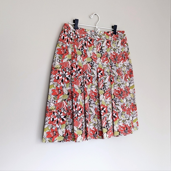 Tres You Floral Print 100% Cotton Pleated Skirt - Picture 3 of 8